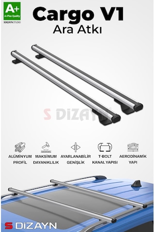 S-dizayn Ford Courier S-bar Cargo V1 Ara Atkı Tavan Taşıyıcı Barı Gri 130 Cm 2014-2023 A+ Kalite