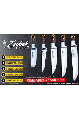 Yatağan Zeybek Tarihi El Dövmesi Kasap Kurban Bıçağı Seti