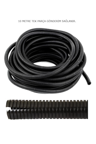 19mm Yarıklı Spiral Hortum Kablo 10 Metre Gizleme İzolasyon Borusu Esnek Siyah
