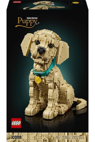 LEGO® Icons Yavru Golden Retriever 11384 - Yetişkinler için Dekoratif Hayvan Figürü Yapım Seti (2102 Parça)