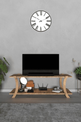 Lavellan Liva Modern Tv Sehpası Çift Katlı Fonksiyonel Televizyon Ünitesi Atlantik Çam