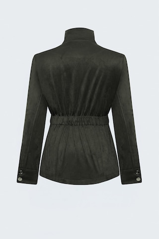 Sateen Kuşaklı Süet Ceket - Haki-138097