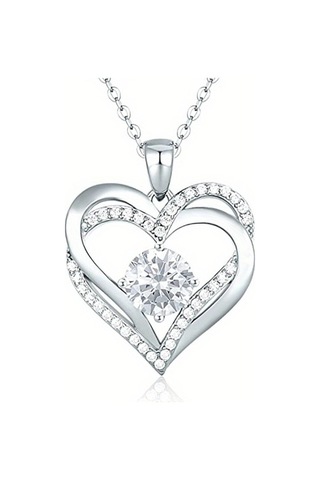 Çift Kalpli Bayan Kolye Gümüş