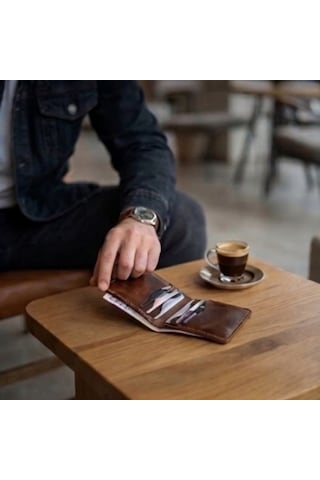 Parla Leather Elegand Kişiye Özel Hakiki Gerçek Deri Minimal Erkek Cüzdan Taba