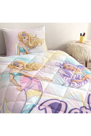 Taç Lisanslı Barbie Mermaid Tek Kişilik Pamuk Yorgan Seti 000000001000050028 Çok Renkli