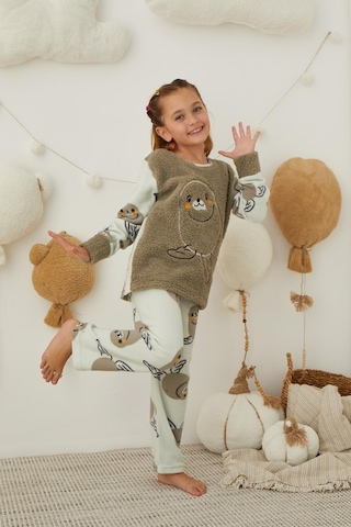 Kız Çocuk Welsoft Polar Pijama Takımı 42233 Haki