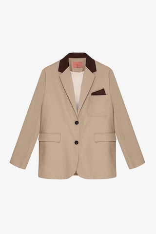 Quzu Kontrast Yaka Oversize Bej Kadın Ceket Ckt00823 Bej
