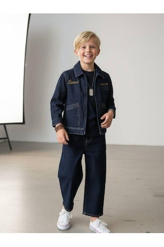 Zekids Erkek Çocuk Geniş Paça Denim Pantolon-16640 Renkli
