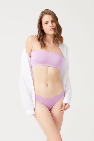Straplez Crop Top Büstiyer Lila Lila