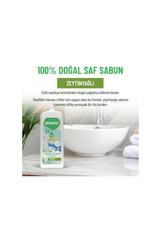Siveno %100 Doğal Sıvı Kastil Sabun Zeytinyağlı Yoğun Nemlendirici Bitkisel Vegan 1 L
