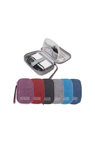 Didadodo Çok Fonksiyonlu Şarjlı Çanta - Taşınabilir Güç Bankası, Kulaklık Ve Kablo Saklama Çantası Mor - Mor Renk, Pratik Tasarım