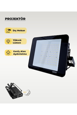 500w Profesyonel Led Projektör 6500k Beyaz Işık Ultra Güçlü Dış Mekan Bahçe Ve Endüstriyel Aydınlatma 1 Adet
