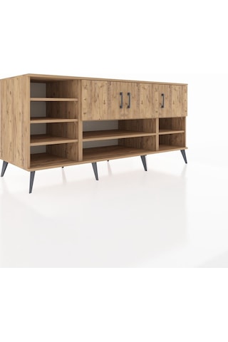 Kronos Konsol 9 Raflı 3 Kapaklı 176x59x83 Çam-çam/çam Çam/çam