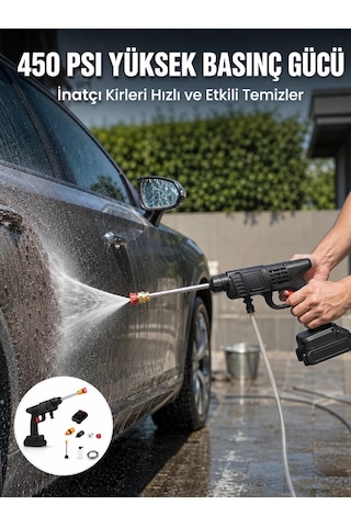 Northcity Kablosuz Taşınabilir Basınçlı Yıkama Tabancası Köpük Şişeli - 450psı Güçlü Temizlik