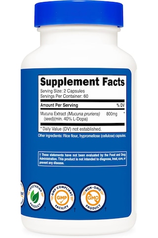 Nutricost Dopa Mucuna Pruriens 400mg, 120 Capsules - 800 mg Aromasız