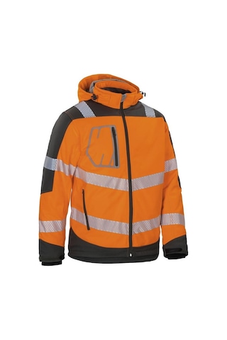Reflektörlü Su Geçirmez Termal Softshell İş Montu Turuncu Sarı