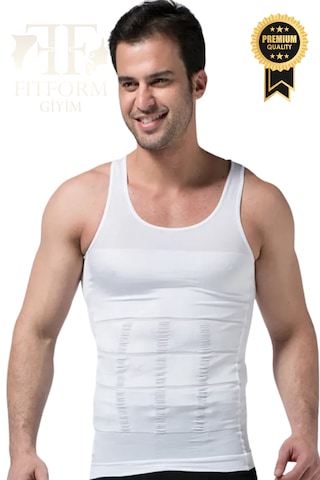 Fitform Giyim Fitform Erkek Atlet Korse Ultra Göğüs Toplayıcı Jinekomasti Göbek Toparlayıcı Dik Duruş Korse Beyaz