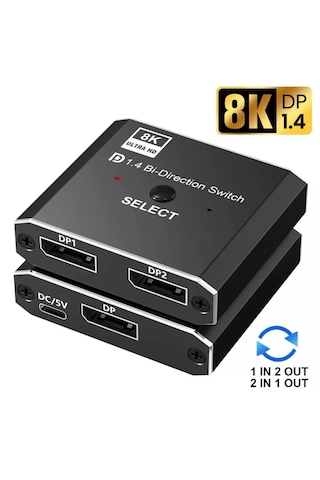Alfais 4284 8k Displayport Kumandalı Çift Yönlü Çoklayıcı Switch