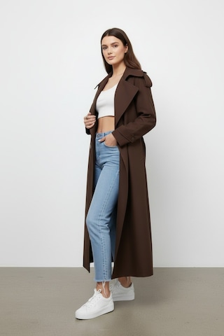 Durivya Apoletli Oversize Trençkot Kahverengi