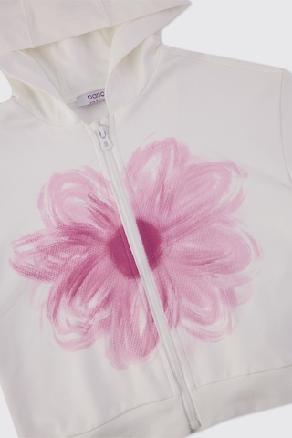 Panço Kız Çocuk Çiçek Baskılı Beyaz Sweatshirt