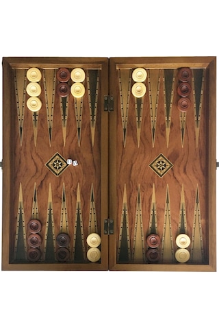 Helena Wood Art İşlemeli Klasik Tavla Büyük Boy