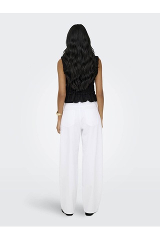 Only Onlgoa S/s Lınen Bl Frıll Top Cc Pnt Siyah Kadın T-shirt 15363693