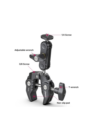 Reedark Çok Fonksiyonlu 360 Dönebilir Alüminyum Kelepçe 1/4 Ve 3/8 İnç Vida 1.5kg Yük Kapasiteli