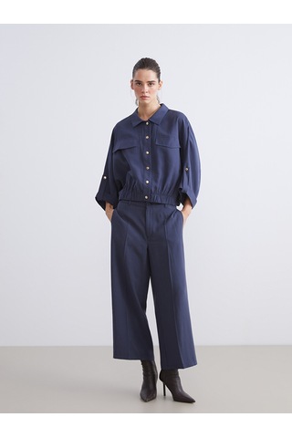 Lcw Vision Lacivert Modal Karışımlı Oversize Kadın Gömlek