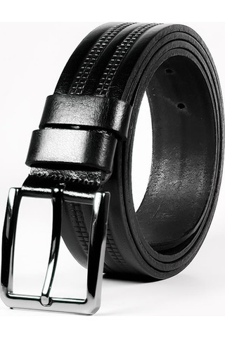 Mergenshoes Siyah Hakiki Deri Erkek Kumaş Pantolon Kemeri K07 001