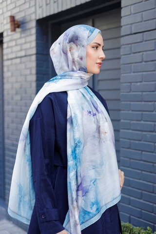Mimiyum Simple Roses Soft Şal Turkuaz