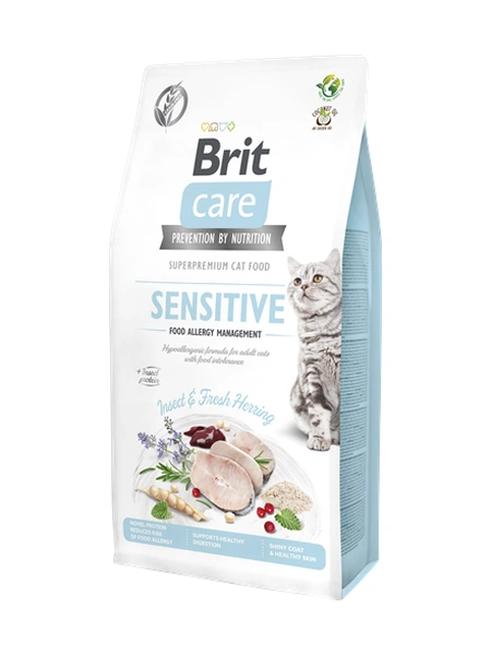 Brit Care leri Olan Yetişkin Kediler İçin, Tahılsız, Hipoalerjenik, Larva Ve Taze Ringa Balıklı Kuru Mama 7 Kg