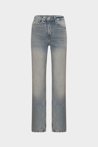 Açelyaokcu High Waist Kar Yıkama Straight Likralı Kadın Jean Pantolon Bej