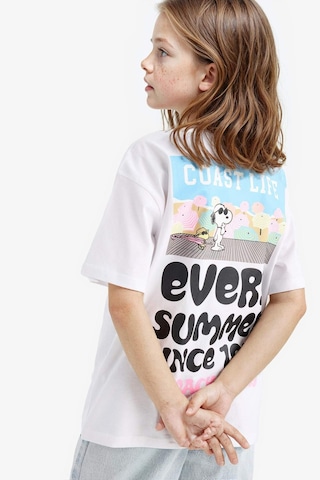 Defacto Kız Çocuk Snoopy Oversize Geniş Kalıp Bisiklet Yaka Sırt Baskılı Kısa Kollu Tişört E6551a825hswt34 Beyaz