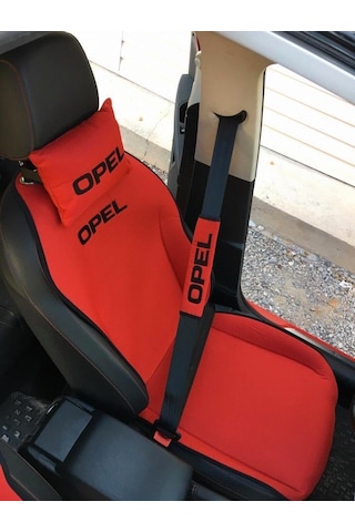Opel Nakışlı Ön İkili Oto Koltuk Minderi 2 Adet Boyun Yastığı 2 A