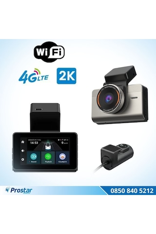 4g Uzaktan İzlemeli 2 Kameralı 2k+1080p Yüksek Çözünürlüklü Dashcam Kamera