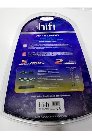 Hifi Rca Profesyonel Araç Oto Amfi Ses Sistemi Kablosu - 5 Metre