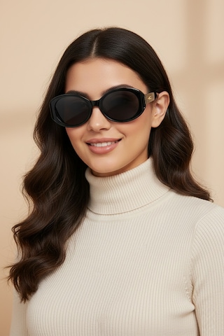 Daniel Klein Dk4342-1 Bold Line Heritage Oval Kadın Güneş Gözlüğü Siyah