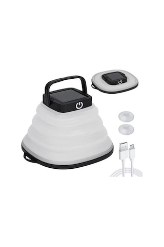 Hfambition Usb Şarj Edilebilir 3 Parlaklık Seviyeli Güneş Enerjili Kamp Feneri, Sıcak Işık, Su Geçirmez, Taşınabilir Katlanabilir Led Feneri Çok Renkli