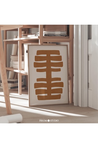Fırça Darbesi Sanatı, Yanık Turuncu, Minimalist Poster, Büyük Soyut