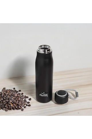 Any Morning 600 Ml Çelik Termos, Siyah & Moodix 5w Taşınabilir Kablosuz Hoparlör Gri Seti Gri - Siyah