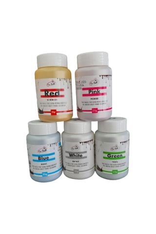 Dr Gusto 5 Li Set Mavi / Yeşil / Kırmızı / Beyaz / Pembe Yağ Bazlı Toz Gıda Boya 25gr Dr Gusto 5 Li Set Mavi / Yeşil / Kırmızı / Beyaz / Pembe Yağ Bazlı Toz Gıda Boya 25gr