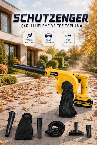 3 Başlıklı Kompresör Şarjlı Hava Üfleme Toz Toplama Sarı Araç Mangal Üfleme Yaprak İçin W-5670d