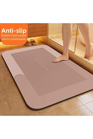 Elmpaly 1 Adet Kaymaz Diatomite Banyo Paspası - Hızlı Kuruyan Yumuşak Gri Pembe 50x80 Cm Gri Pembe