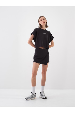 Xint Siyah Modal Karışımlı Oversize Şort Etek 470477
