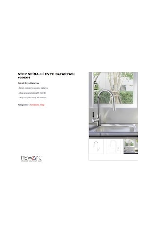 Spiralli Krom Mutfak Eviye Bataryası, Kullanışlı Açık Gri