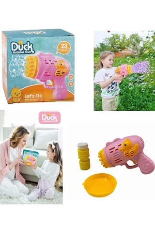 Köpük Atan Tabanca Oyuncağı Çok Delikli Pilli Pembe Çok Renkli