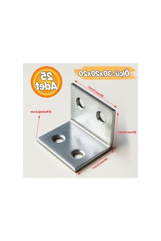 30x20x20 Mm Metal L Demiri, 25 Adet Mobilya Bağlantı