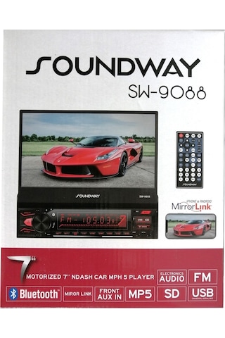 Soundway Sw-9088 7 Inch Indash Teyp Bt/mirror Link/usb/sd/kumanda/4 50w/geri Görüş Kamerası/2 Amfi Ç