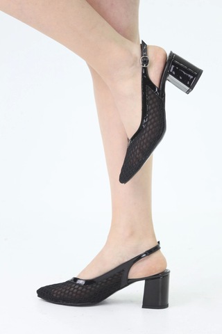 Assortıe Fileli Arkası Açık Tokalı Topuklu Ayakkabı TEN RUGAN