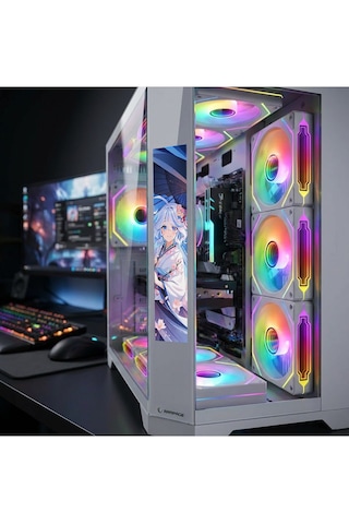 Nova 9.16'' Lcd Ekranlı Hub+kumanda Beyaz 7x12cm Argb Fan+kumanda Gaming Oyuncu Kasası